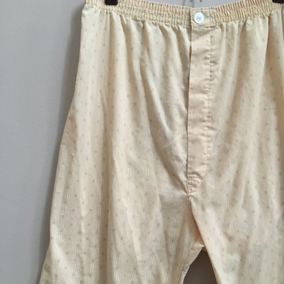 Vintage 2-Piece PJ/Pyjama Set - Light Buttercream Yellow with Brown Detailing - Picture 8 of 11